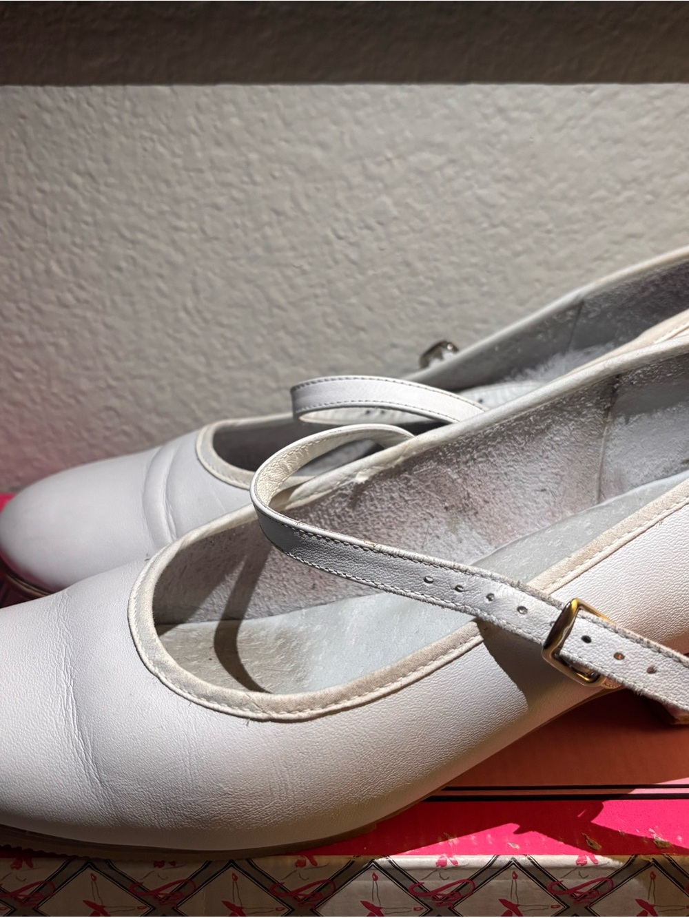 folklorico dance tap shoe Women's White Mary Jane with Ankle Strap